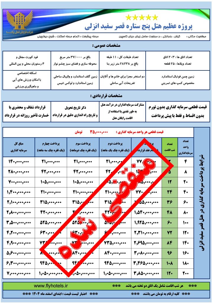 لیست قیمت هتل بهمن ماه 1404 copy